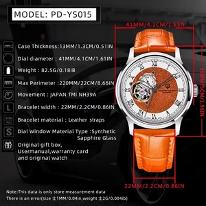 Montre automatique mécanique de luxe YS015 pour homme, style antique, 41 mm, tourbillon, analogique, chiffres romains, verre saphir, bracelet en cuir, décontractée et tendance - Product Image 6