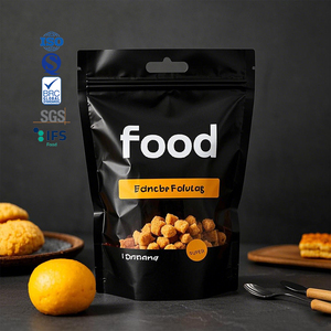Prix d'usine Sacs en aluminium personnalisés Pochettes debout à fermeture éclair Sacs en mylar noir pour la nourriture - Product Image 1