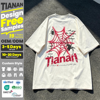 Camiseta de algodón personalizada de gran tamaño con estampado de araña vintage para hombre, estilo urbano, de proveedor líder Tianan, con logotipo de marca