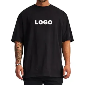 Camiseta de tamanho grande com estampa personalizada de algodão 100x100 para homens, camiseta de manga curta para academia e treino, logotipo Oem, estampa de tamanho grande