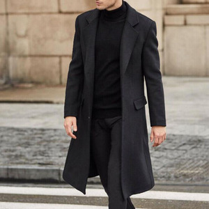 Abrigo largo de invierno para hombre, gabardinas, prendas de vestir exteriores, abrigo largo informal con cuello vuelto para hombre de otoño - Product Image 4