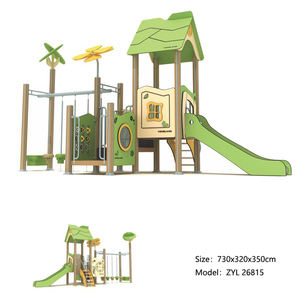 Équipement de terrain de jeux sur le thème de l'environnement vert en gros avec toboggan, structure d'escalade et panneaux interactifs pour les <span class=keywords><strong>parcs</strong></span> et les jardins d'enfants - Product Image 2