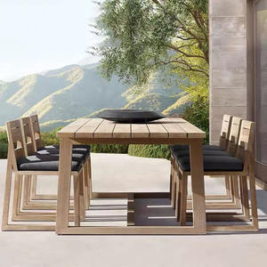 Conjunto de mesa y sillas de comedor de teca para exteriores, muebles de jardín impermeables para uso en villas, patios y hoteles. - Product Image 5