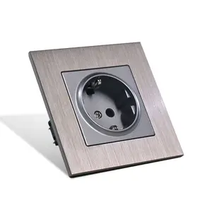 2 Pin Single Double Germany Socket Outlet With Grounding Aluminum Plate Power Socket EU Standard 2P+E Socket