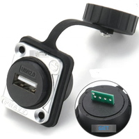 Conector Circular USB Tipo-A de GIET Lshitech para Montaje en Panel PCB, Resistente al Agua, con Enchufe de Extensión USB para Conectividad USB