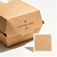 Boîte à hamburger rectangulaire en carton ondulé kraft, qualité alimentaire, résistante à l'huile, jetable, finition mate, impression personnalisée, vente en gros à prix abordable