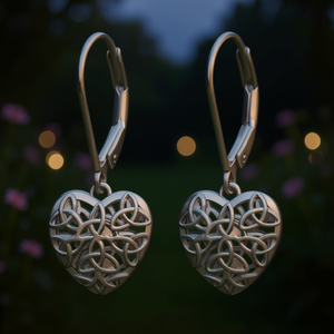 Orecchini pendenti a forma di cuore in argento tibetano per donna, gioielli romantici in lega, regalo in stile placcato oro bianco - Product Image 2