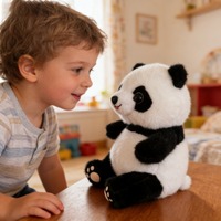 Boneka Panda Plush, Hewan Boneka Lembut Kawaii, Teddy Bear yang Menggemaskan, Dekorasi Rumah, Boneka Panda Plush Hitam Putih Realistis