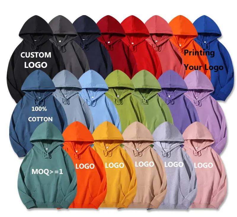 2023 Fashion Cotton Plus Size Cotton Sweatshirts Blank Hoodies For Printing Custom Logo Hoodies Unisex Hoodies For Men And Women