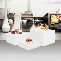 Lot de 3 présentoirs modernes en acrylique pour cubes de présentation, supports de buffet et de traiteur, avec montage facile, présentoir autoportant