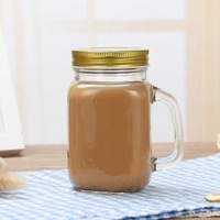 Drinkbeker 120ml 250ml 360ml 480ml 650ml 730ml Glazen Mason Jar met Handvat en Metalen Deksel en Rietje voor Fruitsap