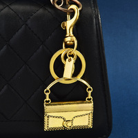 Mini porte-clés carré en alliage avec dragonne et boucle dorée, breloque de sac, accessoires de mode