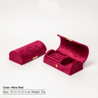 Boîte de rangement arquée en velours mini et élégante, idéale pour les voyages, pour bijoux et petits accessoires.