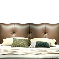 Base de Cama Moderna Tapizada en Cuero Marrón con Cabecera Acolchada, Plataforma de Madera Sólida, Colchón de Espuma, Muebles de Dormitorio