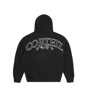 Black Full <b>Zip</b> <b>Hooded</b> Sweatshirt Men's Regular Fit Hoodie Raw Seam Washed Streetwear Winter Silk Screen Printing OEM Custom Logo - Product Image 4