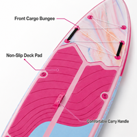 Planche de paddle gonflable rose 11 pieds x 34 pouces x 6 pouces, portable, pour sports nautiques, livraison directe