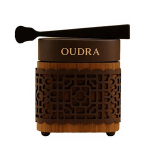 Wholesale <b>Twisted</b> <b>Shape</b> Wood Bakhoor Incense Burner Aromatherapy Orange Blossom Scent Golden Arabic Calligraphy 4 Colors Ramadan - Product Image 4