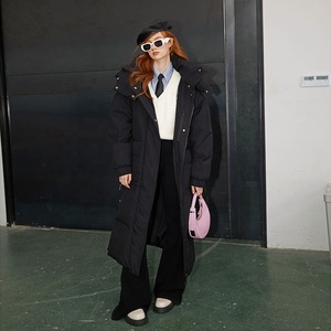 Veste longue en <span class=keywords><strong>duvet</strong></span> pour femmes, imperméable, épaissie, couleur unie, <span class=keywords><strong>chaude</strong></span>, vêtements d'extérieur d'hiver pour femmes, en stock - Product Image 1