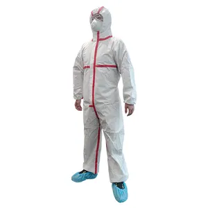 PPE Suit CE Standard CAT III Overall Protection Gown White Non Woven Microporous Fabric 60G Chemical Protective Coverall