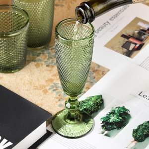 Gobelets à vin vintage ambrés, roses et violets, gravés et colorés, vente directe d'usine, ensembles de verres de mariage puissants - Product Image 3