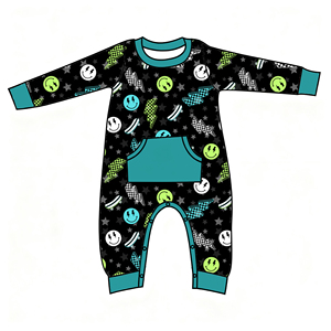 Herfst Winter Baby Meisjes Jongens Kleding Bamboe Slaper Overall Kersttruck Boom Lange Mouw Peuter Jongens Zak Jumpsuit - Product Image 6