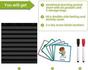 Organizador de Pared con 66 Bolsillos y Tarjetas, Gráficos Educativos para Niños, Hogar, Oficina y Material Escolar - Product Image 3