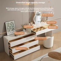 Table de maquillage intégrée en bois massif haut de gamme, style crème, simple et moderne, pour chambre principale