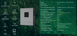 Onduleurs solaires hybrides à onde sinusoïdale pure hors réseau 1.2KW 2.0KW 3.6KW 6.5KW 12KW avec batteries 48V pour l'alimentation électrique SI300-24- - Product Image 3