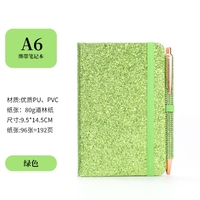 Carnet à spirales en PVC à feuilles mobiles avec paillettes pour la prise de notes créatives et les cadeaux. Agenda élégant pour étudiants avec stylos. 96 feuilles