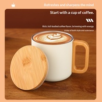 Mug en acier inoxydable 304 avec poignée en bois, tasse à café portable, design minimaliste moderne pour le camping en plein air