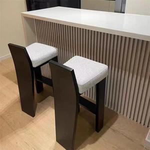 Solid Wood Bar <b>Stool</b> With Upholstered <b>Seat</b> And Backrest For Kitchen Island Or Bar Area - Product Image 3