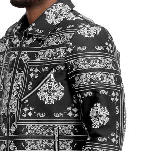 Latest Streetwear Fashion <b>Bandana</b> Print Leather Jackets <b>for</b> <b>Men</b> High Quallity Slim Fit Classic Studded Motorbike Leather Jacket - Product Image 5