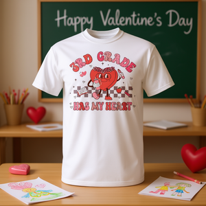 Camiseta de San Valentín para Maestros de Tercer Grado con la frase "Has Mi Corazón", Personalizable, Regalo Promocional para Maestros - Product Image 3