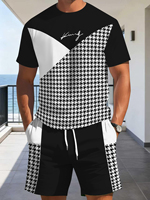 T-shirt décontracté pour homme à manches courtes, col rond, coupe ample, imprimé numérique 3D avec motif, en polyester