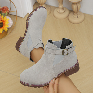 Bottines classiques grande taille pour femme, nouvelle collection automne-hiver 2025, talon épais, imperméables, respirantes, doublure en daim et maille, avec boucle - Product Image 5