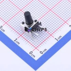 TS-1093C-A12B2-D1 Tactile Switch Bent Lead Through Hole-4P,6x6mm Single Pole Single Throw Round Button 1.8N Right Angle Insert - Product Image 1