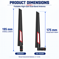 Antenne WiFi double bande 2,4 GHz 5,8 GHz à gain élevé 10dBi, pliable, SMA RP-SMA pour routeur, passerelle, PC
