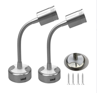 Lampe de lecture murale 12V LED RV avec port USB, applique de chevet à col de cygne flexible pour camping-car/remorque/camping-car/caravane