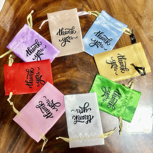 Custom Logo Black Satin <b>Gift</b> Bags Drawstring Jewelry Candy Pouches Wig Bags Hair Extension Packaging Bundle Silk Satin Bag - Product Image 6