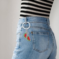 Leuke mode gouden watermeloen fruit karabijnhaak sleutelhanger voor vrouwen fonkelende schooltas hanger sieraden lichtgewicht zinklegering