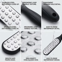 Lima de acero inoxidable para pies, eliminador de callos, raspador de talones, herramienta de pedicura para piel muerta, para salón y hogar