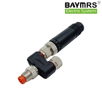 Adaptador tipo BAYMRS M8 Y 1 macho a 2 hembra Splitter Conector circular M8 de 4 vías con PIN de código