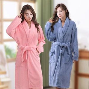 Peignoir <span class=keywords><strong>de</strong></span> luxe en velours corail sur mesure, épais, rose, pyjama à manches longues, peignoir pour adultes, hommes et femmes, serviettes <span class=keywords><strong>de</strong></span> <span class=keywords><strong>bain</strong></span> - Product Image 1