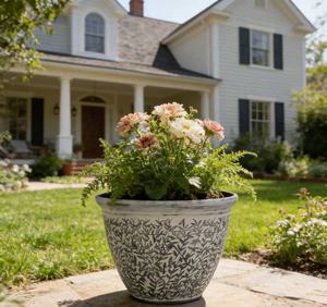 עציץ פלסטיק PP מעוצב בעיצוב עלים וינטג', בצורת קערה במראה עתיק, עמיד, קל משקל, ניתן להתאמה אישית של צבעים, לבית ולגינה - Product Image 1