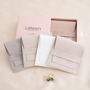 Custom Logo Hot Selling Velvet Jewelry Bag Ultra-Fine Fiber <b>Envelope</b> for Earrings Bracelets <b>Gift</b> Packaging Pouch - Product Image 3