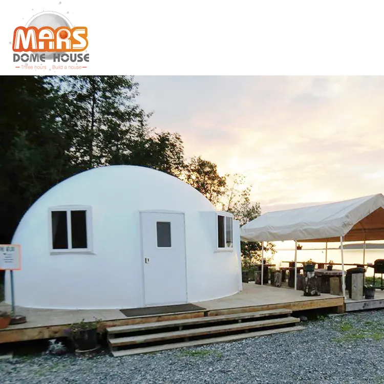 hurricane proof and anti-corrosion luxury 2 bedroom prefab dome house for beach resort camping hotel