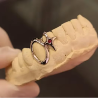 Grilles dentaires hip-hop personnalisées en argent avec breloque étoile et détails en pierre rouge pour hommes, accessoire de design moderne et élégant