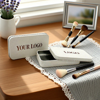Caixas de Armazenamento para Pincéis de Maquiagem em Metal Eco-Friendly Bloom Square com Tampas Removíveis Impressão de Logo Personalizada em Serigrafia