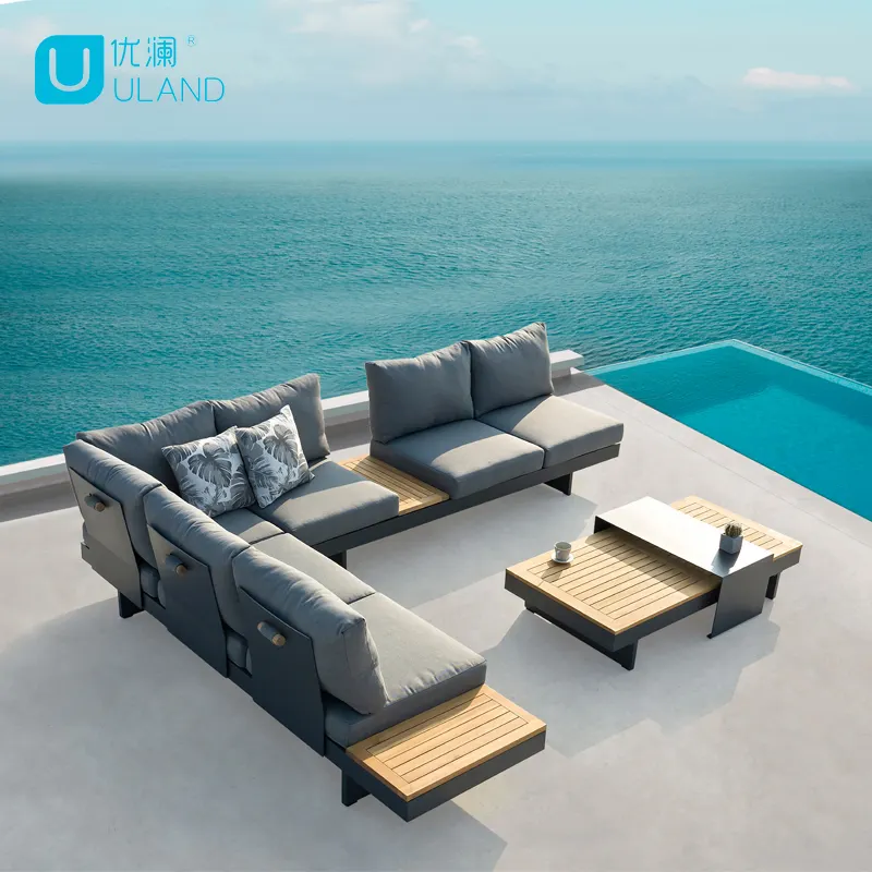 Uland tùy chỉnh OEM nhôm sofa giải trí sofa ngoài trời đồ nội thất đặt nhôm cắt giường vườn ghế sofa