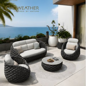 Ensemble <span class=keywords><strong>de</strong></span> meubles <span class=keywords><strong>de</strong></span> patio d'extérieur avec coussin imperméable, cadre en aluminium résistant à l'usure, canapé <span class=keywords><strong>de</strong></span> <span class=keywords><strong>jardin</strong></span> <span class=keywords><strong>rond</strong></span> moderne pour hôtel et villa - Product Image 1
